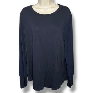 Skies are Blue Women’s Sheer Button Back Top Navy Size XL